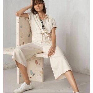 Madewell white cropped wide leg jumpsuit